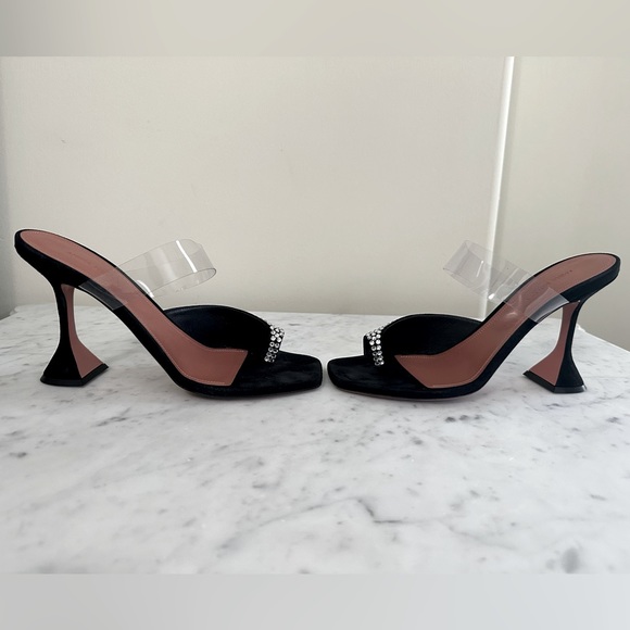 AMINA MUADDI Paloma Crystal Slipper Black Satin - Picture 9 of 16